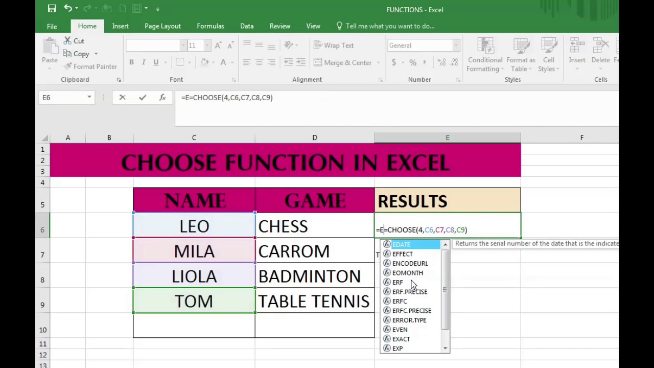 Bagaimana Cara Penulisan Fungsi Choose Pada Excel